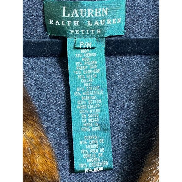 Lauren Ralph Lauren Cashmere Wool Angora Sweater Cardigan Sz Medium Petite Gray - Picture 15 of 16